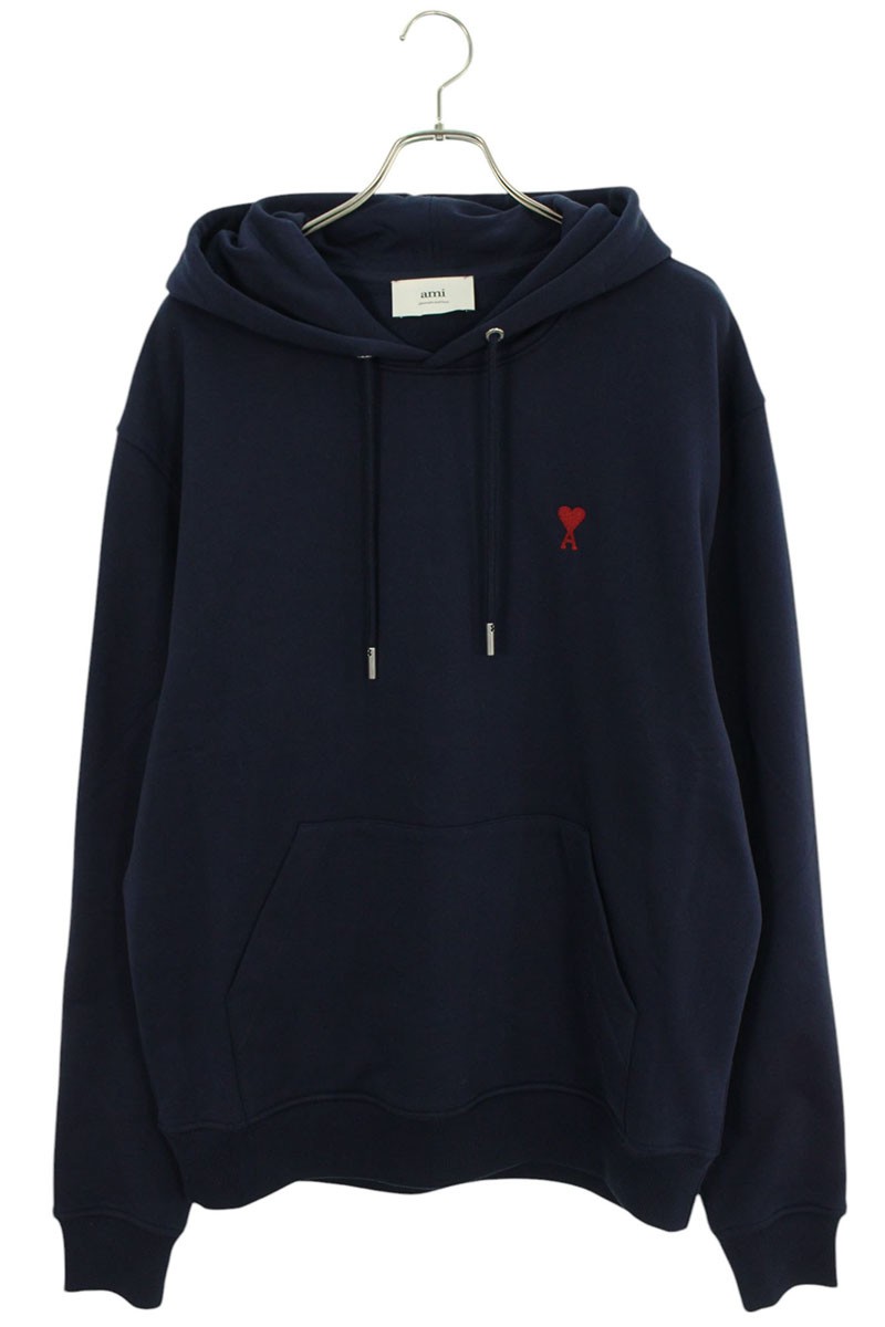 アミアレクサンドルマテュッシ AMI Alexandre Mattiussi　サイズ:XL 25SS BFUSW235730 430 ハートA刺繍プルオーバーパーカー(ネイビー)【513052】【OM10】【メンズ】【新古品】bb78#rinkan*N ｜RINKAN