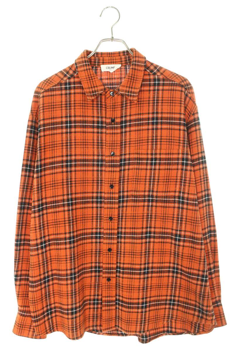 セリーヌ　長袖チェックシャツ中古美品 極美品】セリーヌ チェック柄 長袖シャツ