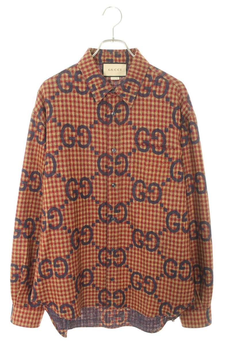 楽天市場】GUCCI グッチ ジャンボGGチェック ウール シャツ