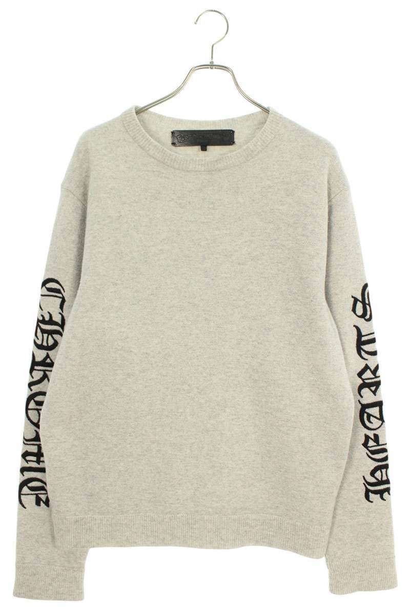 クロムハーツ Chrome Hearts 大いさ:L 腕ロゴタイプ刺しゅうカシミヤ編み物(薄墨色×黒いこと)【500152】【SJ02】【メンズ】【中古】bb17#rinkan*A