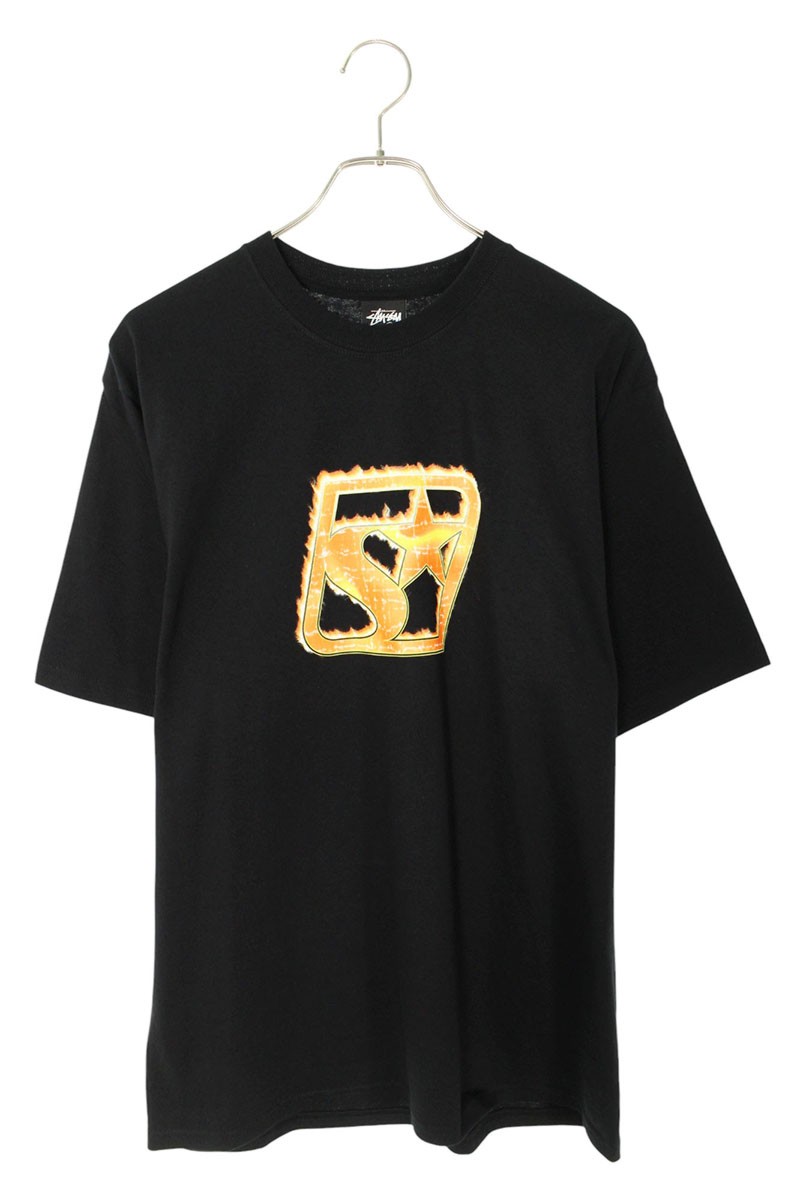 ステューシー STUSSY 大きさ:M  25SS  BLAZE TEE ブレイズロゴプリントプルオーバー(黒いこと)【914062】【FK04】【メンズ】【中古】bb127#rinkan*S