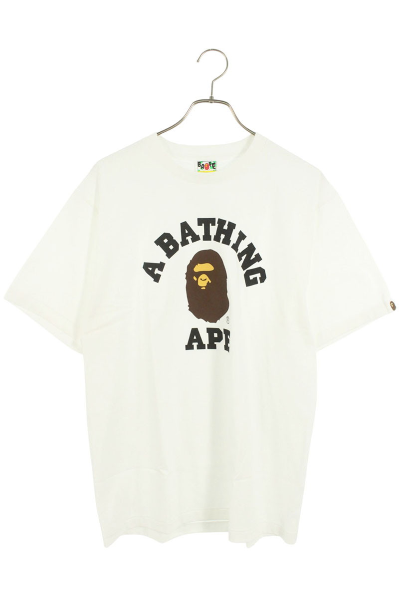 アベイシングエイプ A BATHING APE 大きさ:L  COLLEGE TEE  1L30110001 エイプロゴカレッジプルオーバー(白いこと)【814062】【OM10】【メンズ】【中古】bb177#rinkan*S