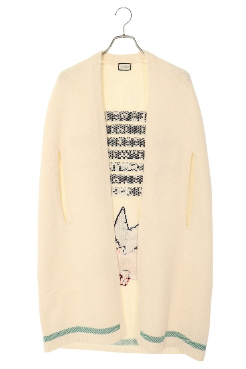 グッチ GUCCI 大きさ:M フライングピッグ刺しゅうノースリーブニットカーディガン(白いこと)【106062】【BS99】【レディース】【中古】bb410#rinkan*B