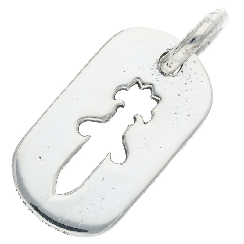 クロムハーツ Chrome Hearts   D TAG SML CO DAG カットアウトダガードッグタグ スモールドッグタグネックレストップ(しろがね色 8.11g)【105062】【HJ12】【小物】【中古】bb134#rinkan*B