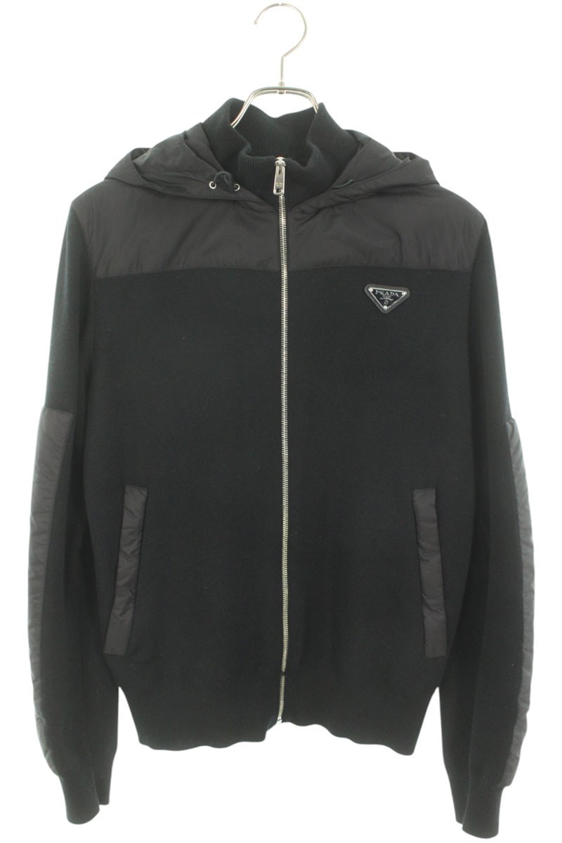 楽天市場】PRADA Logo Applique Half Zip Hoodie UJL62B S000