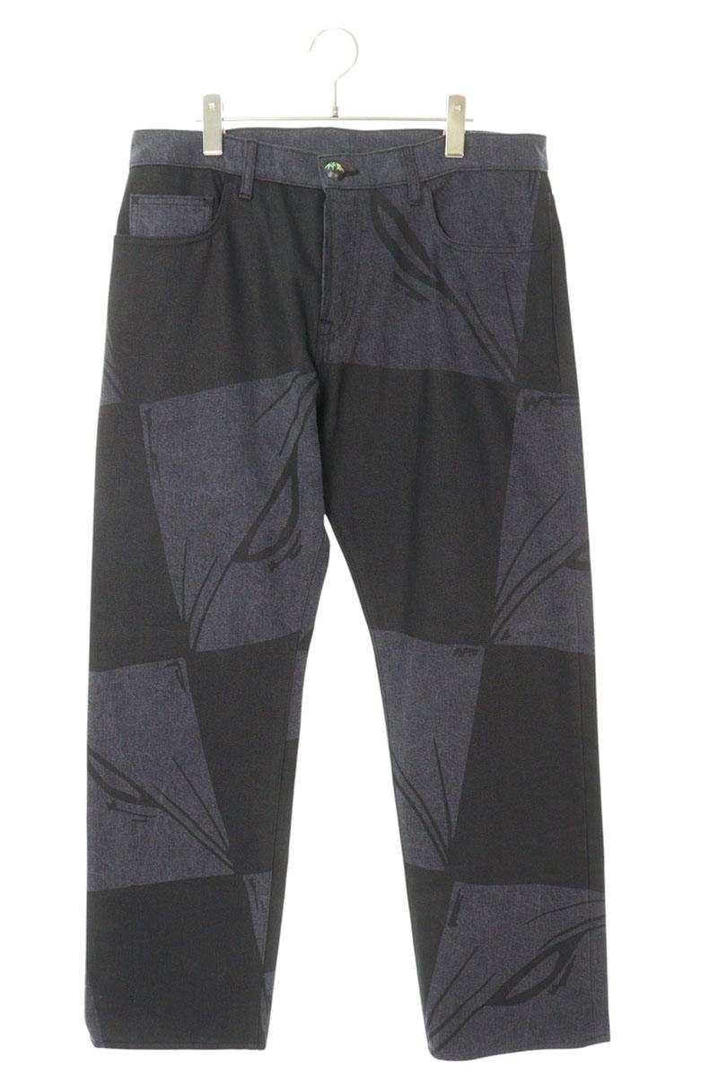アンチプロモ ANTI PROMO サイズ:34インチ 99EYES総柄デニムパンツ(ブラック)【124052】【SJ02】【メンズ】【中古】bb396#rinkan*S|RINKAN