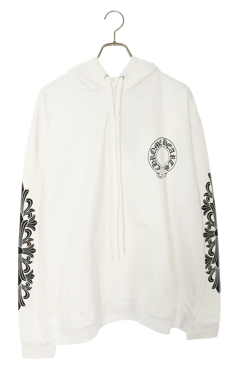 【ヴィンテージ】Rank:SS☆クロムハーツ White ロゴ フーディ CHROME HEARTS (クロムハーツ) SWTSHRT HD ZIP アームロゴ