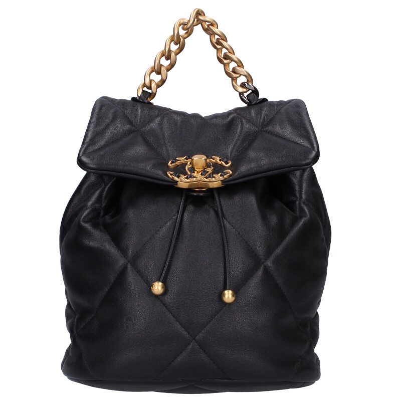シャネル CHANEL　 シャネル19 AS4223 ココマークターンロックキルティングチェーンバックパック(ブラック×ゴールド×シルバー)【824052】【SB01】【小物】【中古】bb453#rinkan*B