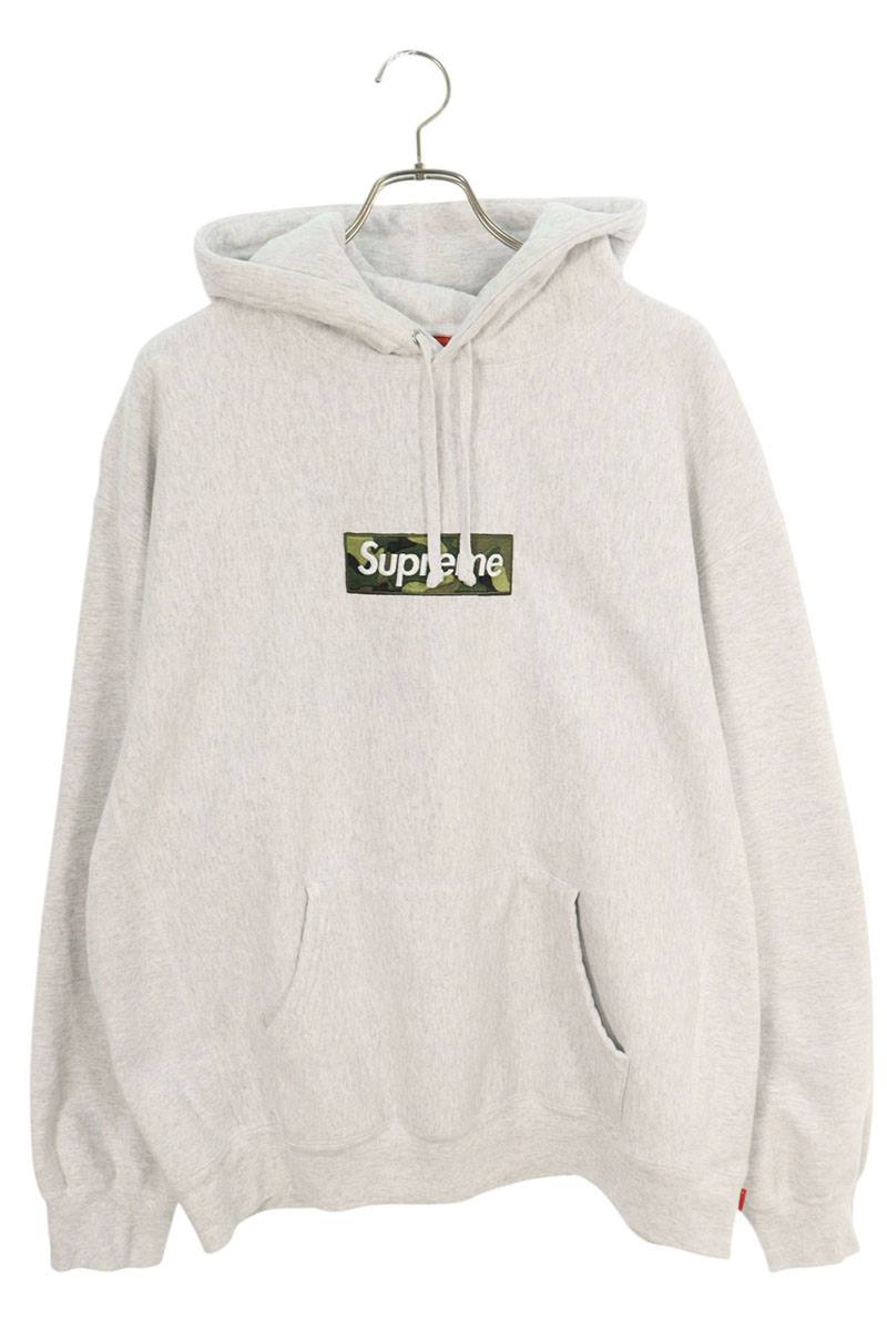 シュプリーム SUPREME　 サイズ:XL 23AW Box Logo Hooded Sweatshirt ボックスロゴフーデッドスウェットシャツパーカー(グレー×グリーン)【405052】【OM10】【メンズ】【中古】bb346#rinkan*B