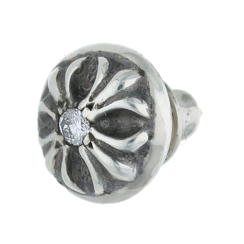 クロムハーツ Chrome Hearts   STUD CRSBLL DIA クロスボールスタッド 年寄りの1金剛石 しろがね色ピアス(しろがね色×せつ然たる 1.29g)【215052】【GZ11】【小物】【中古】bb248#rinkan*B
