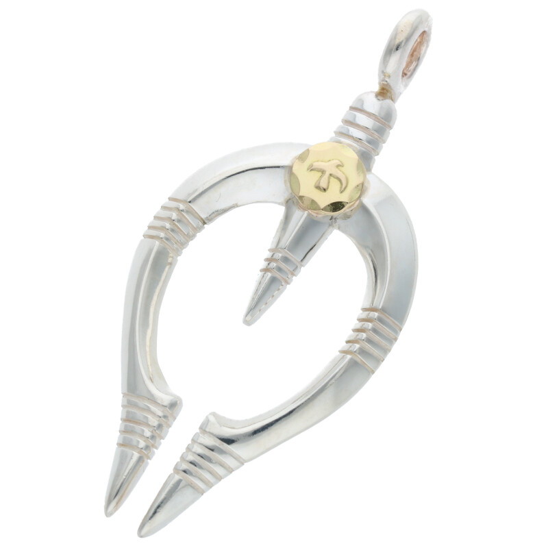 ゴローズ goro's サイズ:小 金メタル付きナジョーネ 小 ネックレストップ(シルバー×ゴールド 9.8g)【705052】【HJ08】【小物】【中古】bb87#rinkan*B|RINKAN