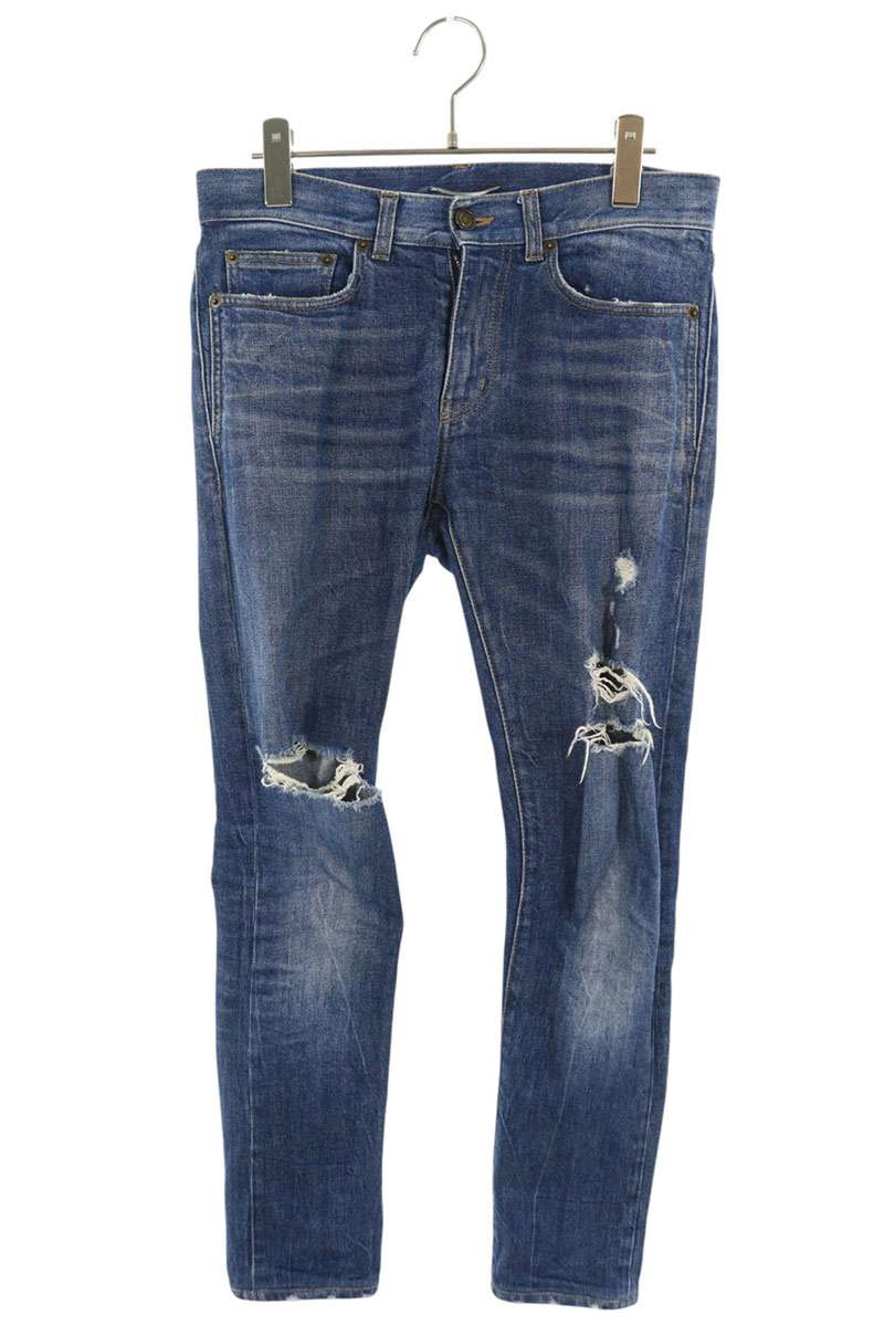 サンローラン　レザージップ　バイカーデニム　ジーンズ　29サイズサンローランパリ SAINT LAURENT - 正規品 サンローランパリ ジップ レザー