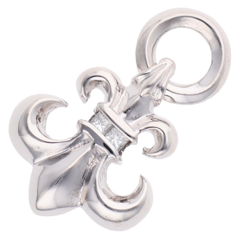 クロムハーツ Chrome Hearts　 18K BS FLUER CHARM P D BSフレアチャーム PAVEダイヤ ホワイトゴールドネックレストップ(ホワイトゴールド&times;クリア 11.3g)【805052】【SJ02】【小物】【中古】bb412#rinkan*A ｜RINKAN