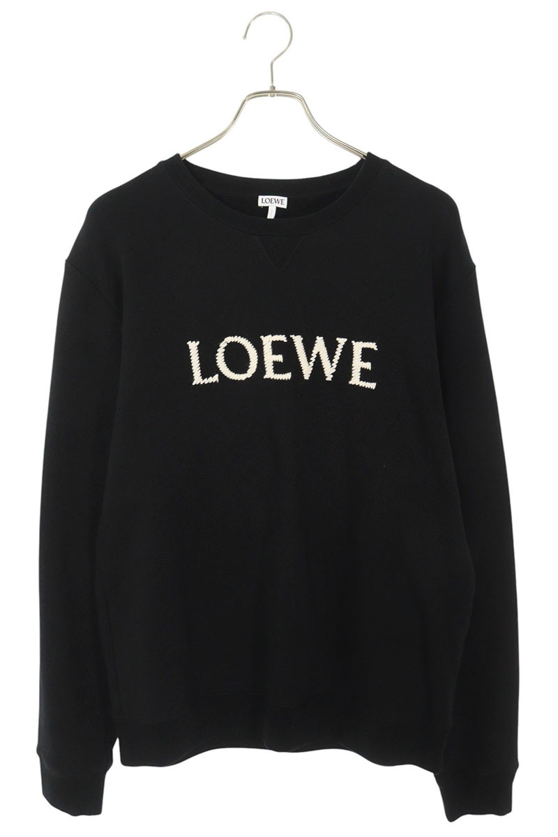 ロエベ LOEWE　 サイズ:XL H526Y24J26 ロゴ刺繍クルーネックスウェット(ブラック)【329052】【SS13】【メンズ】【中古】bb127#rinkan*A