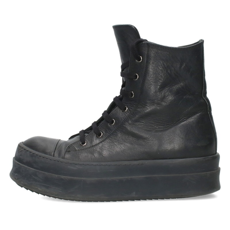 Rick Owens ダブルバンパーハイカットレザースニーカー ブラック RICK OWENS - 【25AW】カーフレザー ハイカット スニーカー