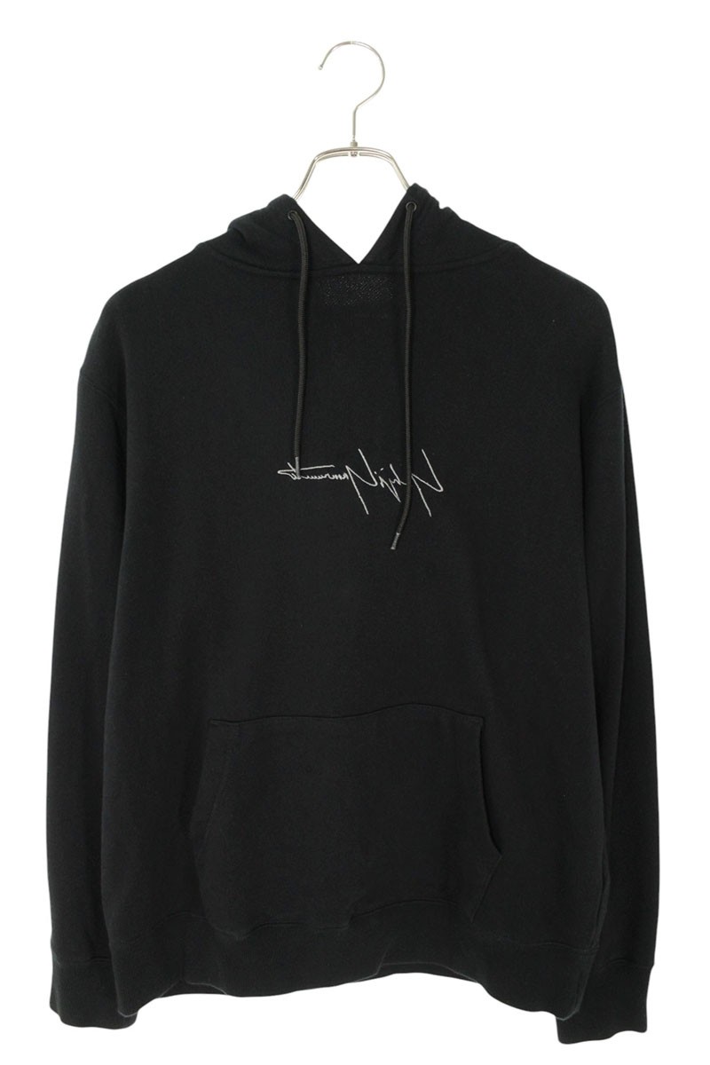 【極美品】ヨウジヤマモト×ニューエラ プルオーバーパーカー ロゴ刺繍 黒 XL yohji yamamoto - pour homme × NEW ERA HOODIE YY LABEL LOGO