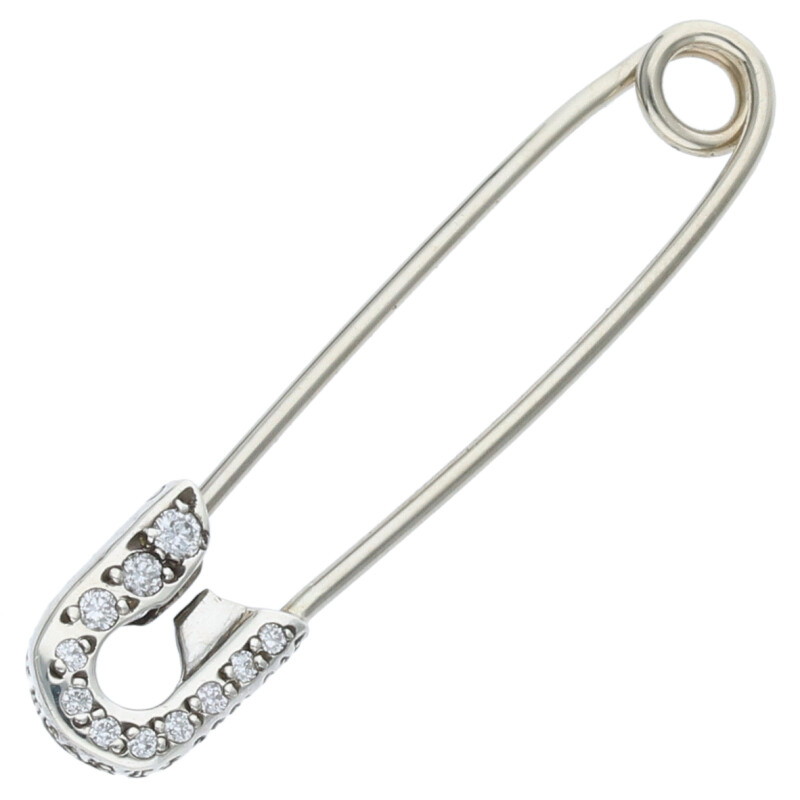 クロムハーツ Chrome Hearts　 SAFETY PIN S P DMND スモールセーフティピン PAVEダイヤ シルバーネックレストップ(シルバー× 1.09g)【815052】【SS07】【小物】【中古】bb406#rinkan*B