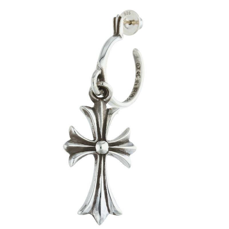 クロムハーツ Chrome Hearts   TINY CH CROSS タイニーCHはりつけ台フープ しろがね色ピアス(しろがね色 5.65g)【625052】【os06】【小物】【中古】bb410#rinkan*B