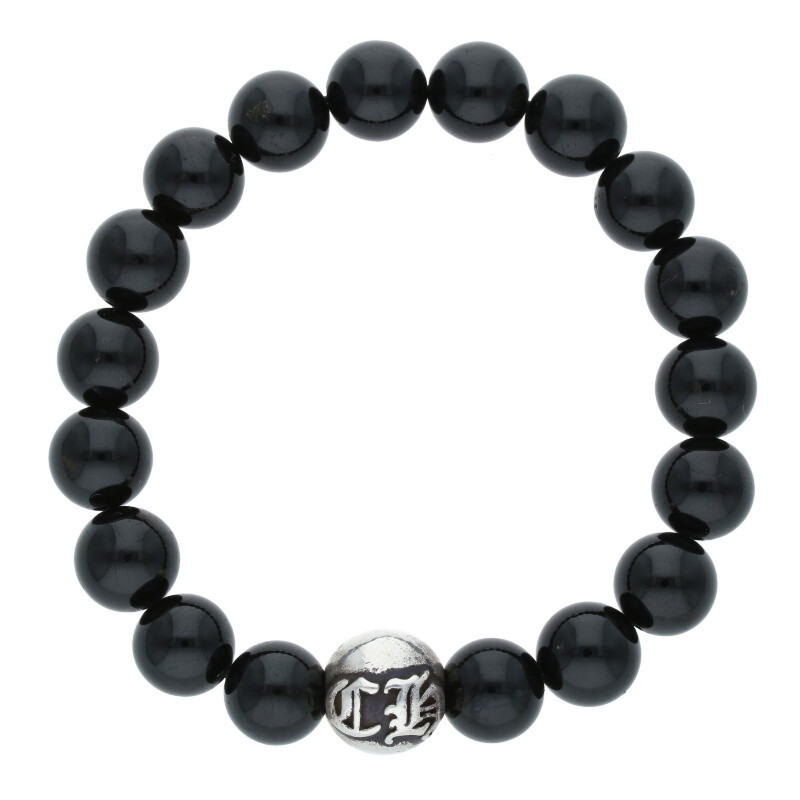 クロムハーツ 10mm BEAD ブラックトルマリンビーズブレスレット メンズ CHROME HEARTS クロムハーツ（原本無） BEAD 10mm ビーズ