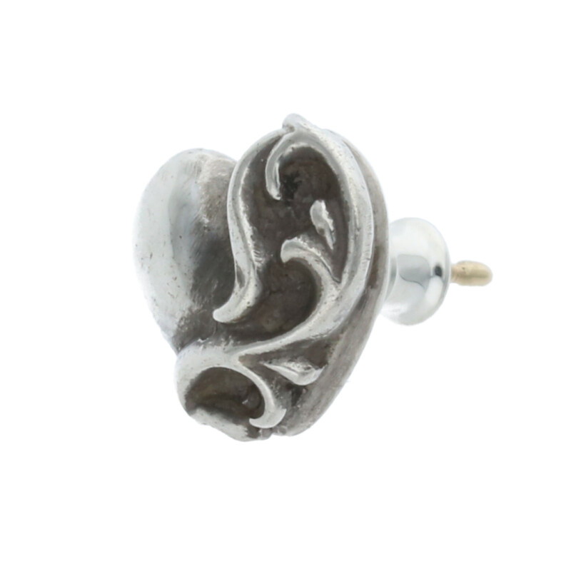 クロムハーツ Chrome Hearts   STUD HEART ハートスタッド しろがね色ピアス(しろがね色 1.26g)【725052】【NO05】【小物】【中古】bb432#rinkan*B