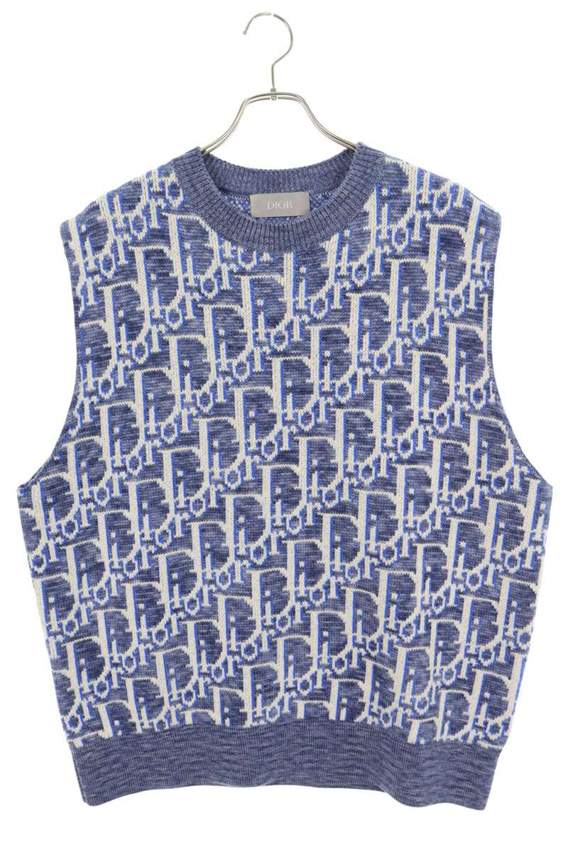 Christian Dior ネイビー Vネックセーター ヴィンテージ ロゴ刺繍 Vintage Christian Dior Sweater L Navy Blue Pullover V Neck