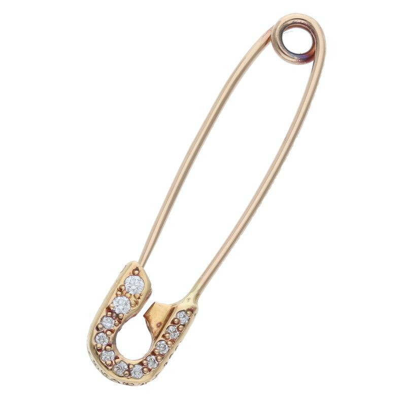 クロムハーツ Chrome Hearts 大きさ:SMALL  22K SAFETY PIN S P DMND 22Kスモールセーフティピン PAVE金剛石 ゴールド首飾りとっ始め(黄色ゴールド×せつ然たる 1.56g)【519052】【聞き入れる15】【小物】【中古】bb82#rinkan*A