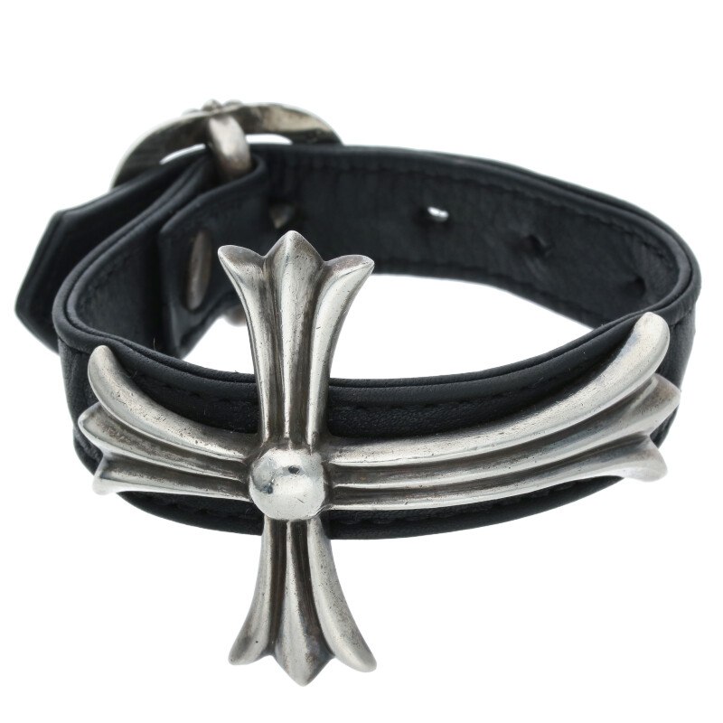 楽天市場】CHROME HEARTS BENT CH CROSS BRACELET ON LEATHER クロム