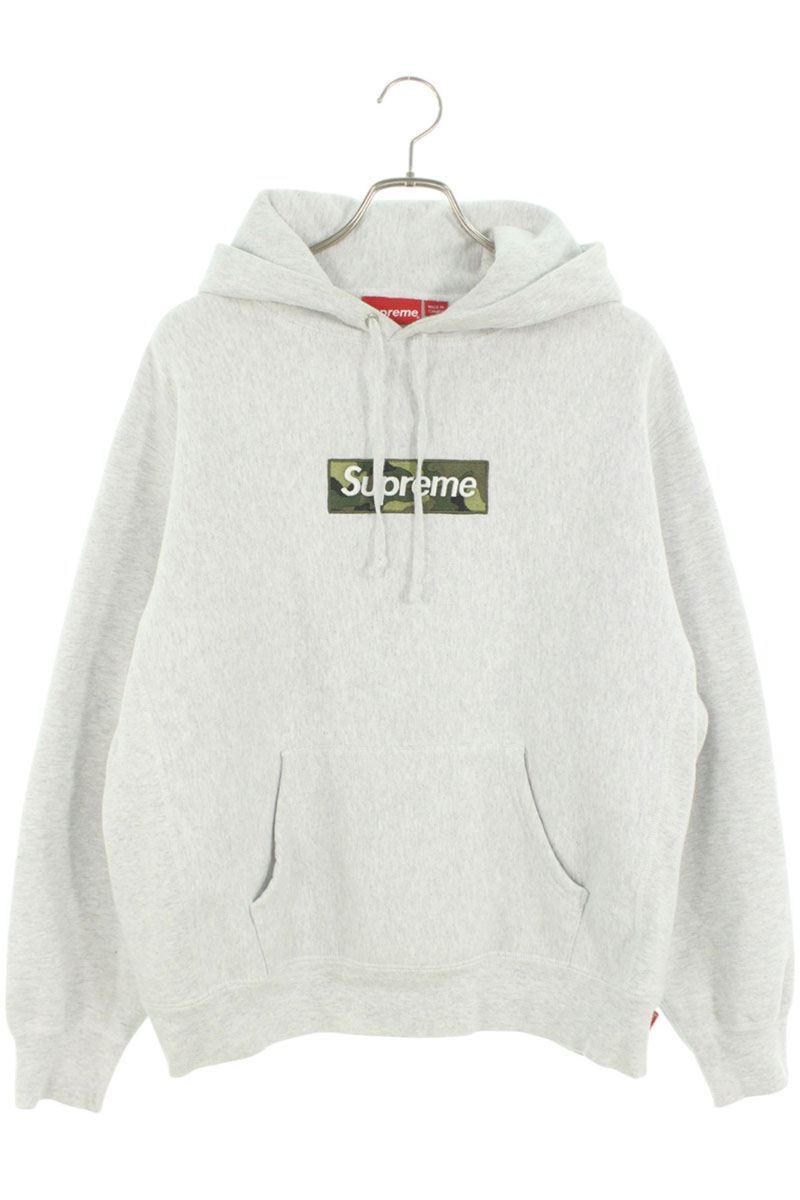 シュプリーム SUPREME　 サイズ:S 23AW Box Logo Hooded Sweatshirt ボックスロゴフーデッドスウェットシャツパーカー(グレー×グリーン)【620152】【SB01】【メンズ】【中古】bb334#rinkan*B