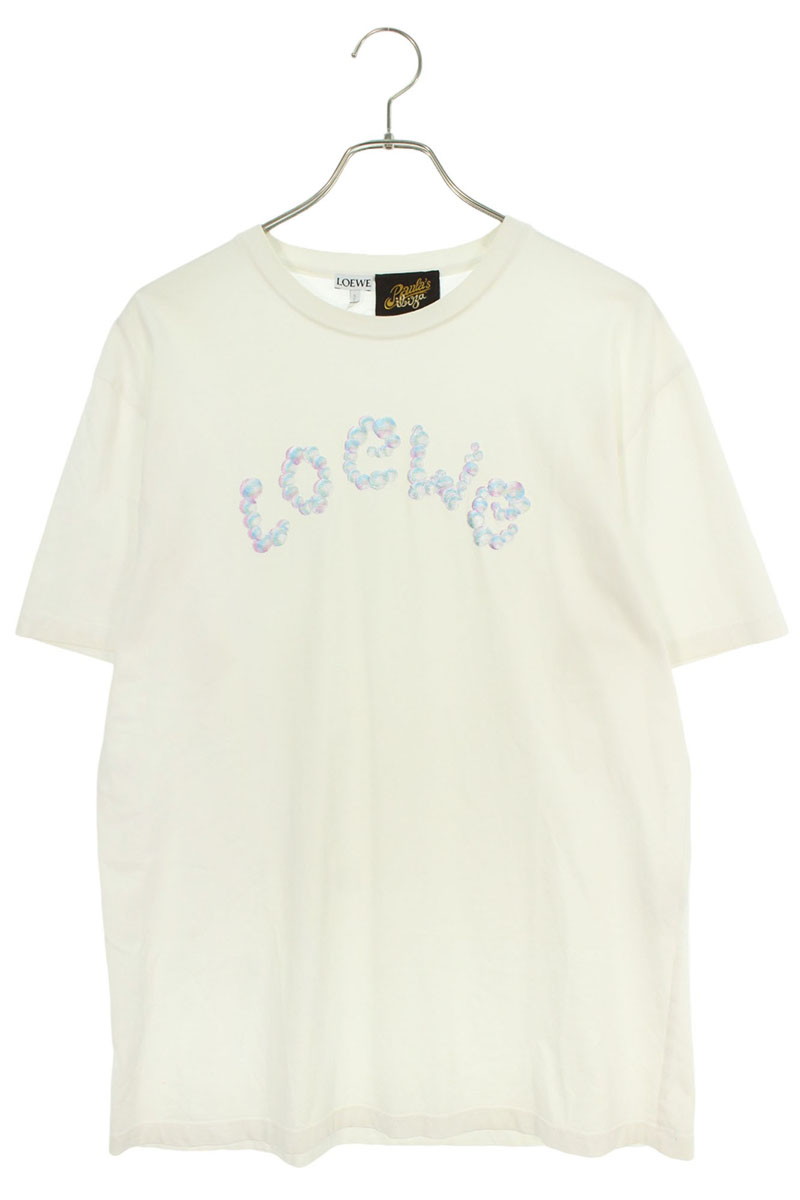 【LOEWE】ロゴプリントホワイトTシャツ　Mサイズ LOEWE Cotton embroidered-logo T-shirt | White | FARFETCH