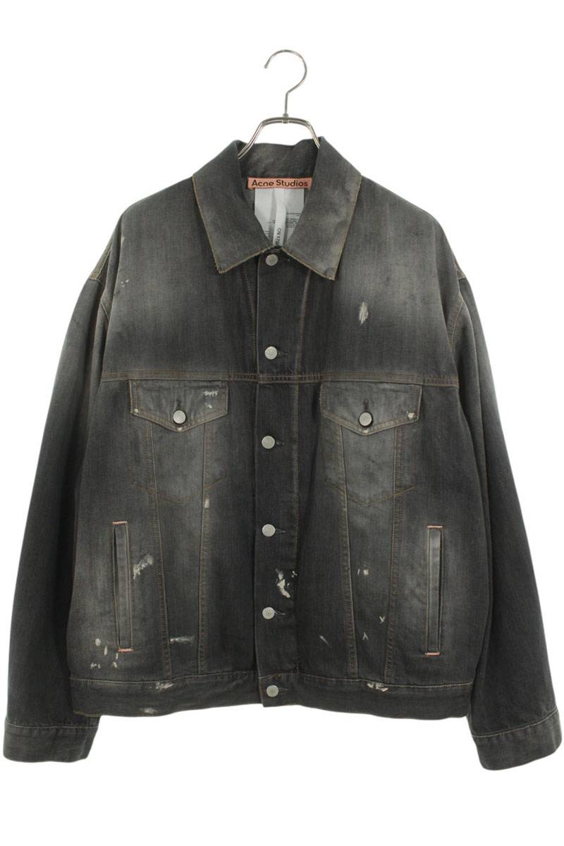 Acne Studios ヘリンボーンジャケット サイズ48 Acne Studios Black Printed Logo Zipper Jacket Acne Studios