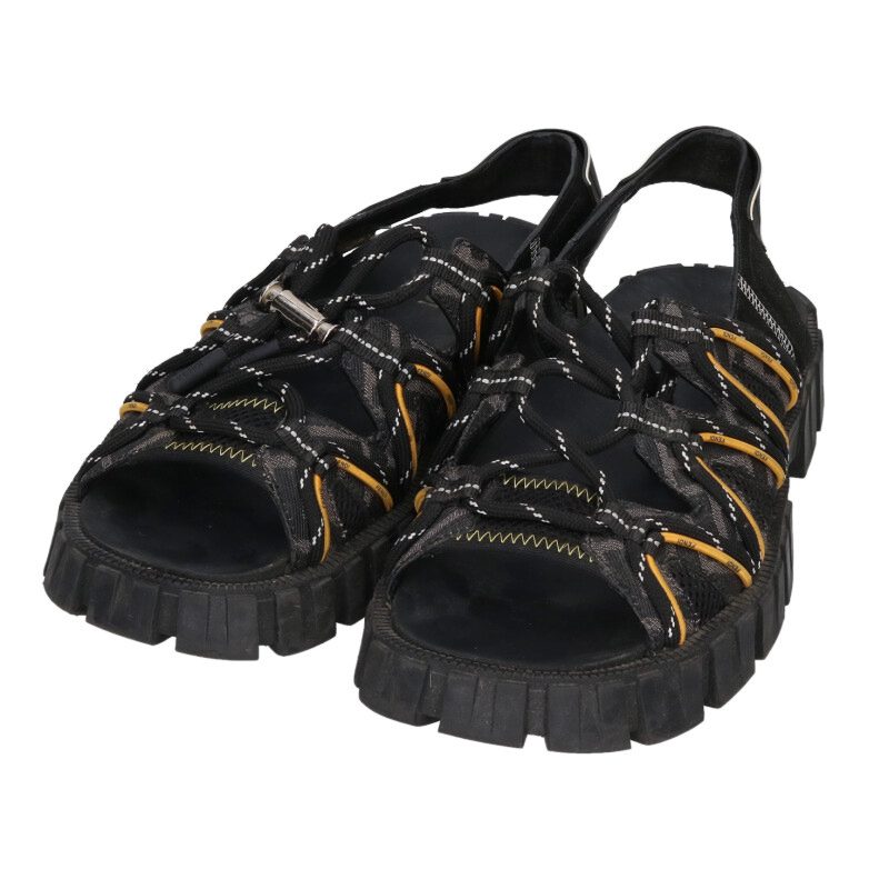 【Fendi】FFエンボス イエローライン ラバースライドサンダル 黒 imgrc0089726008.jpg