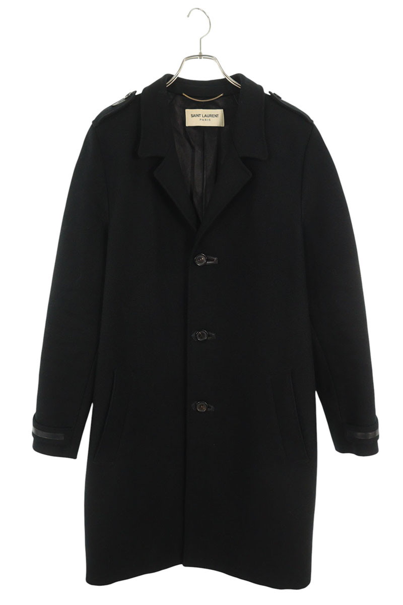 SAINT LAURENT　チェスターコート　レザーラペル　タグ付 modescape_rc-itx36g5h2cpc-oifj