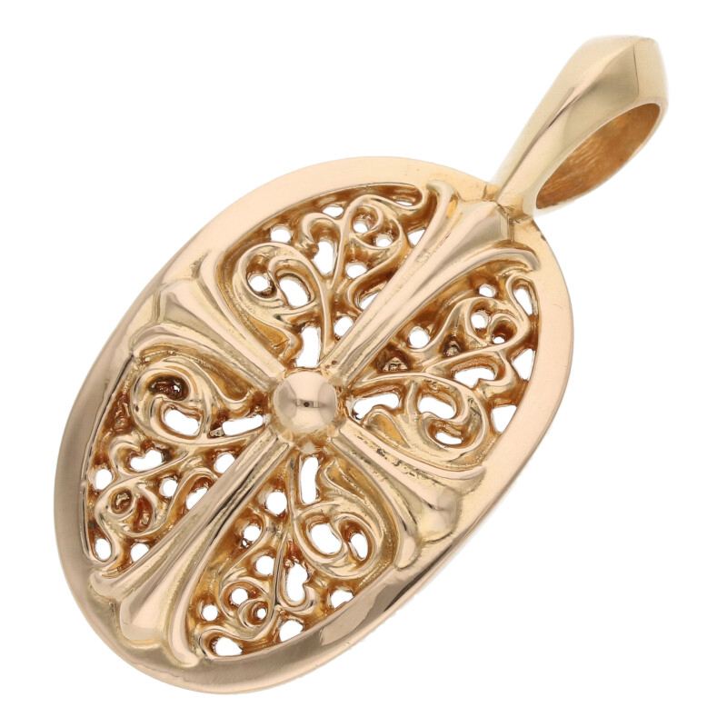 クロムハーツ Chrome Hearts　 22K CLSC OVAL クラシックオーバル ゴールドネックレストップ(イエローゴールド 8.93g)【606052】【SS07】【小物】【中古】bb459#rinkan*A｜RINKAN
