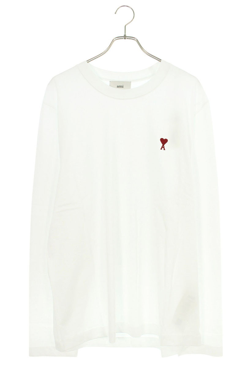 アミアレクサンドルマテュッシ AMI Alexandre Mattiussi　 サイズ:XXL BFUTS235724 ハートA刺繍長袖カットソー(ホワイト×レッド)【506052】【OM10】【メンズ】【新古品】bb78#rinkan*N 16,632円