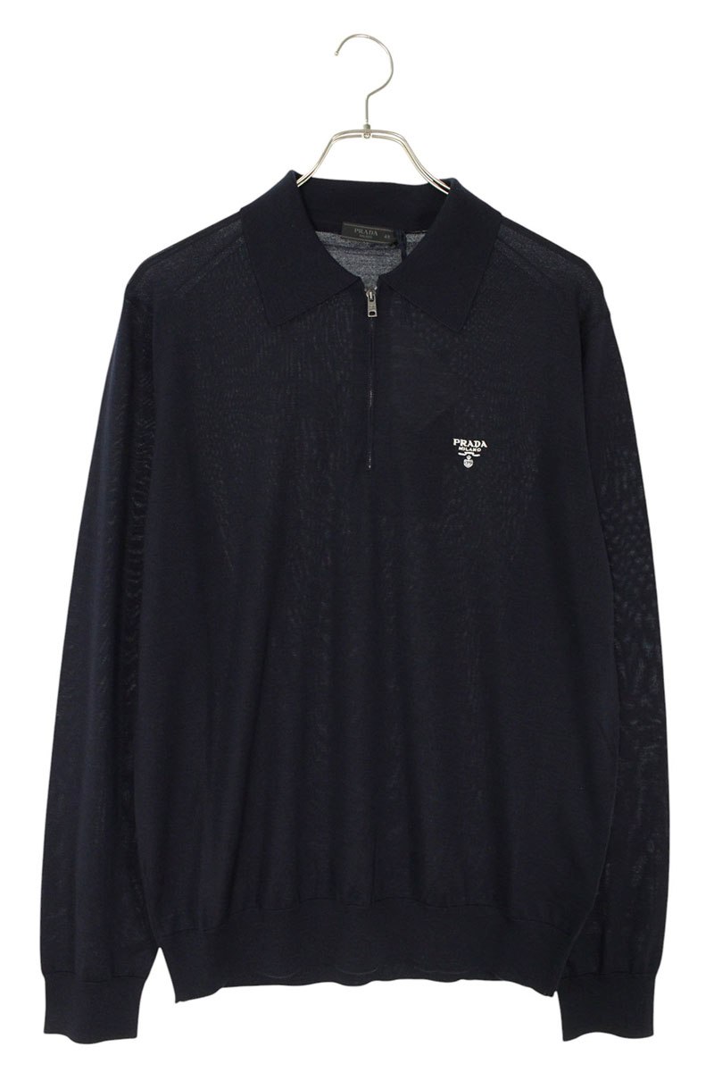 PRADA プラダ 100% シルク ニット カットソー 黒 40 着回しが効く☆1枚でもインナーでも☆PRADA☆シルクロゴニット
