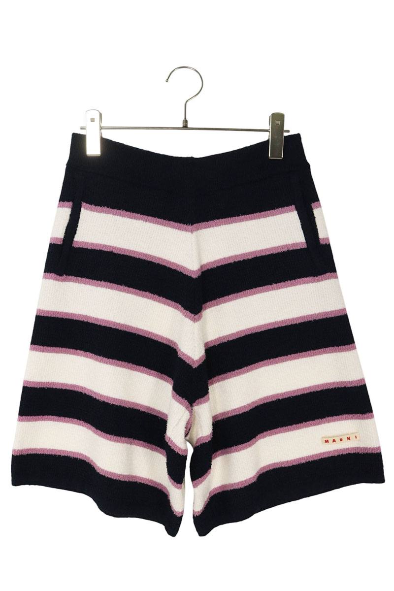 マルニ MARNI　 サイズ:46 PUMG0036Q0 ボーダーテリーハーフパンツ(ホワイト×ネイビー×パープル)【606052】【BS55】【メンズ】【新古品】bb78#rinkan*N