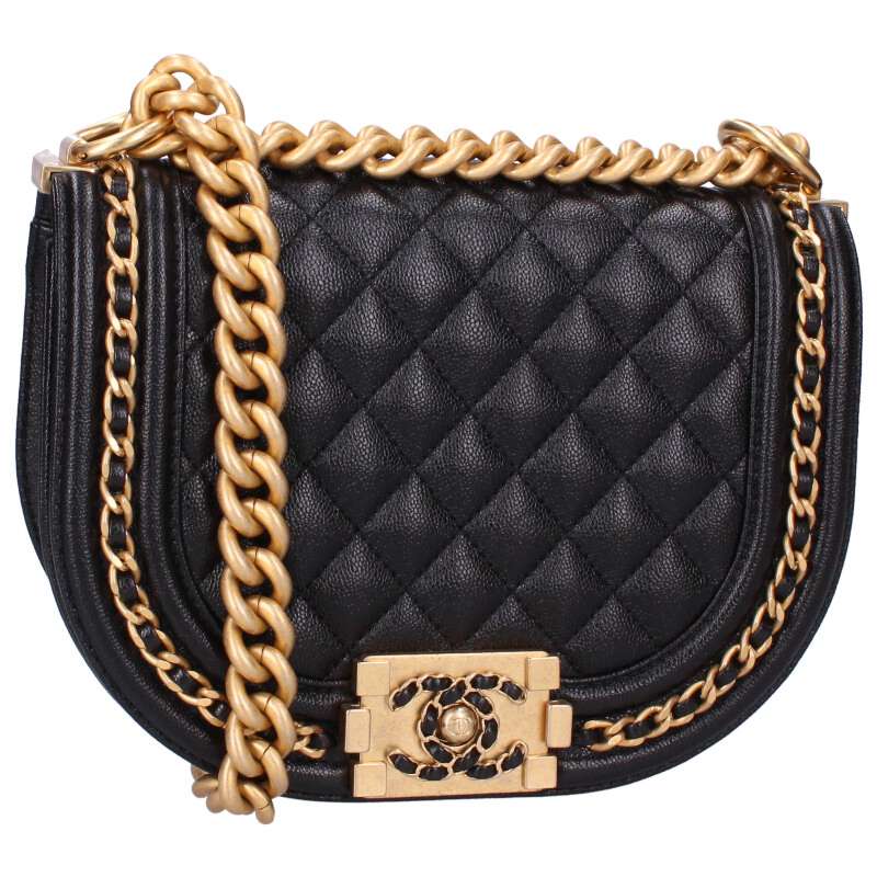 シャネル CHANEL AS3350 ボーイシャネル スモール G金具キャビアスキンラグジュアリーラインショルダーバッグ(ブラック×ゴールド)【226062】【GZ14】【小物】【中古】bb389#rinkan*A |RINKAN