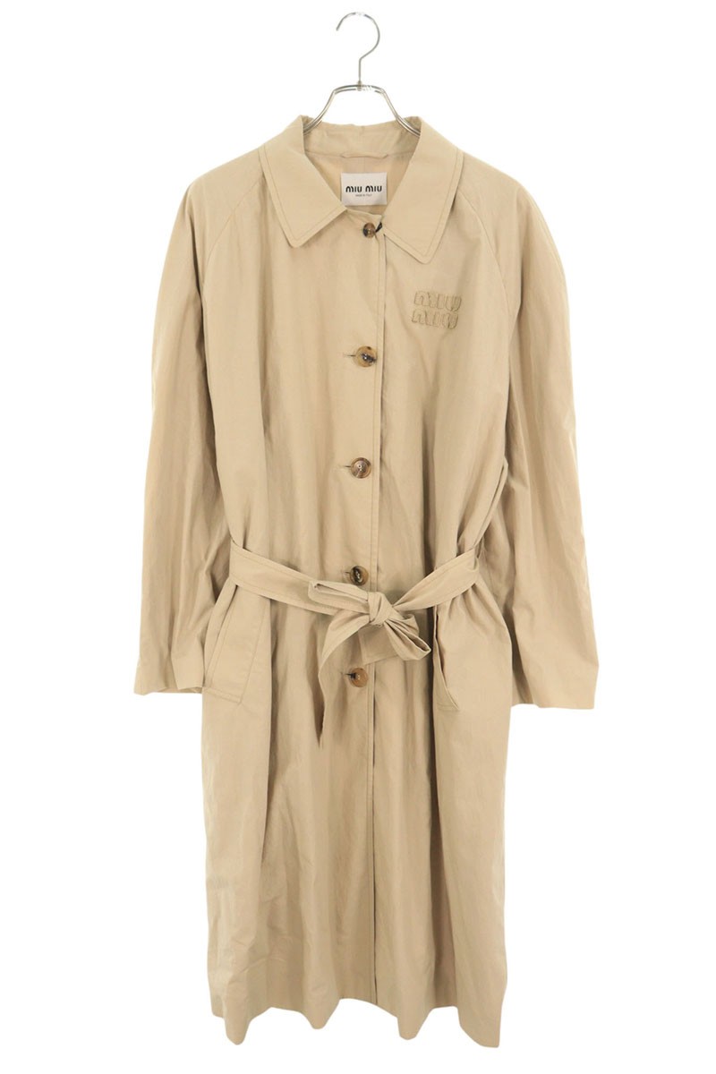 ミュウミュウ miumiu　サイズ:36 24AW MS2017 シングルブレストポプリンコート(ベージュ)【516052】【BS55】【レディース】【中古】bb177#rinkan*S｜RINKAN