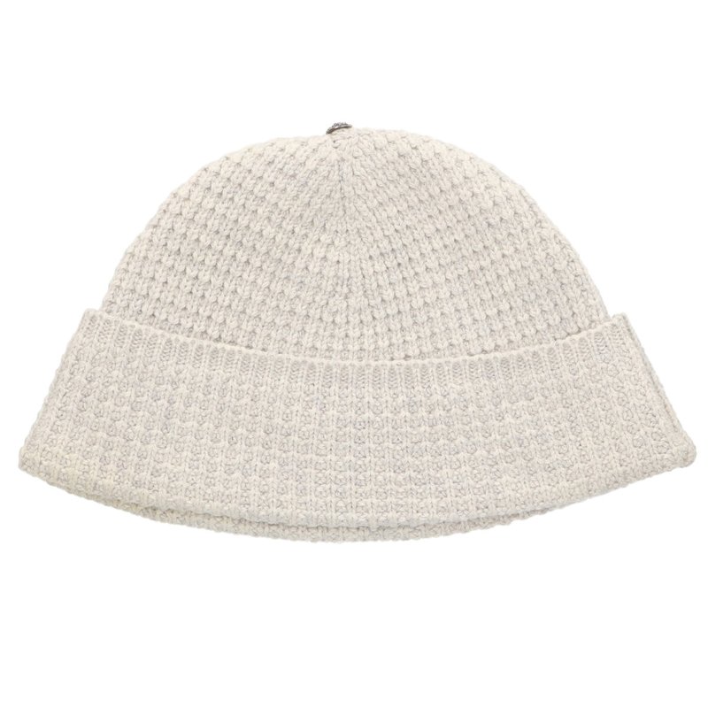 クロムハーツ Chrome Hearts　 サイズ:ONE SIZE クロスボールカシミヤニット帽子(グレー×シルバー)【516052】【SJ02】【小物】【中古】bb339#rinkan*B