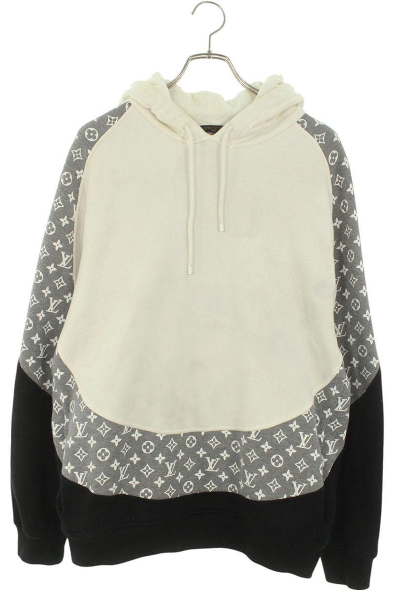 ルイヴィトン LOUISVUITTON　 サイズ:XL 20SS RM201M RLE HIY10W モノグラムサークルカットフーデッドパーカー(ホワイト×グレー×ブラック)【209052】【SS13】【メンズ】【中古】bb51#rinkan*C