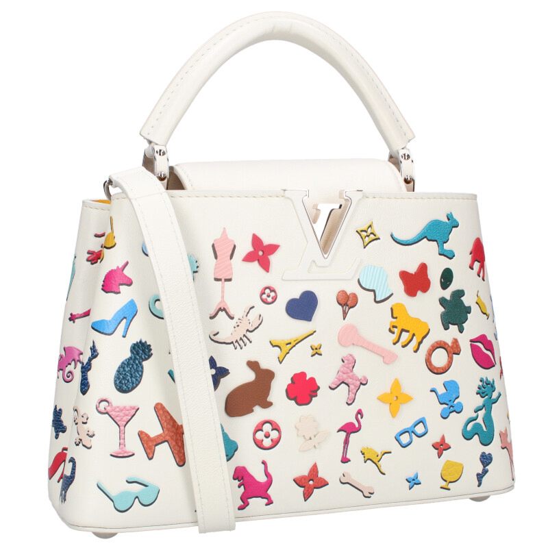 ルイヴィトン LOUISVUITTON　 アーティ―コレクション M59650 カプシーヌBB 世界200個限定 ヴィックムニーズショルダーバッグ(ホワイト×マルチ)【626052】【GZ14】【小物】【中古】bb459#rinkan*B