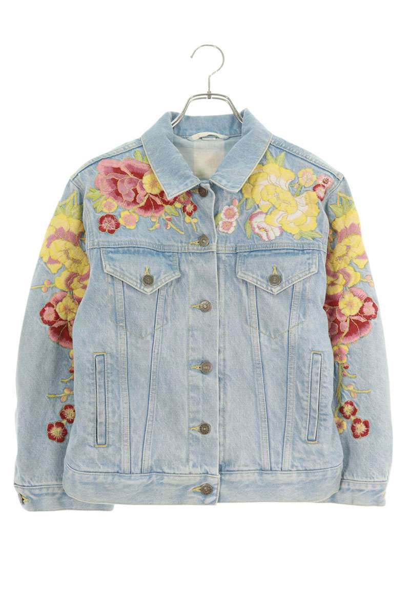 25A 新作 グッチ 刺繍コットンキャンバス ジャケット ブルー Gucci GG Jacquard Denim Jacket | Blue | FARFETCH ID