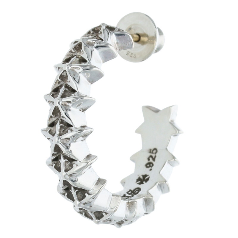 クロムハーツ Chrome Hearts   HOOP STAR はやりっ児ダンス楽隊 しろがね色ピアス(しろがね色 6.15g)【907052】【聞き入れる15】【小物】【中古】bb379#rinkan*B