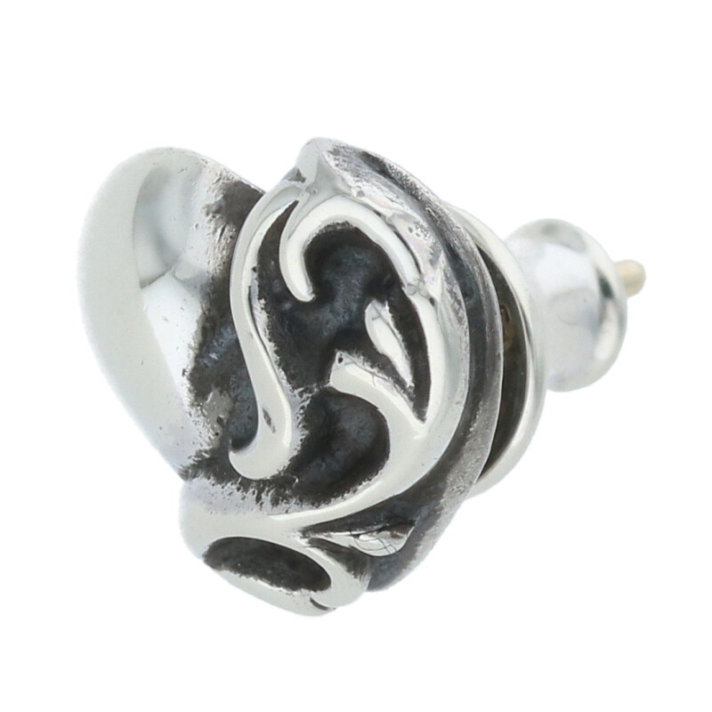 クロムハーツ Chrome Hearts   STUD HEART ハートスタッド しろがね色ピアス(しろがね色 総掛け目1.38g)【407052】【GZ11】【小物】【中古】bb76#rinkan*B