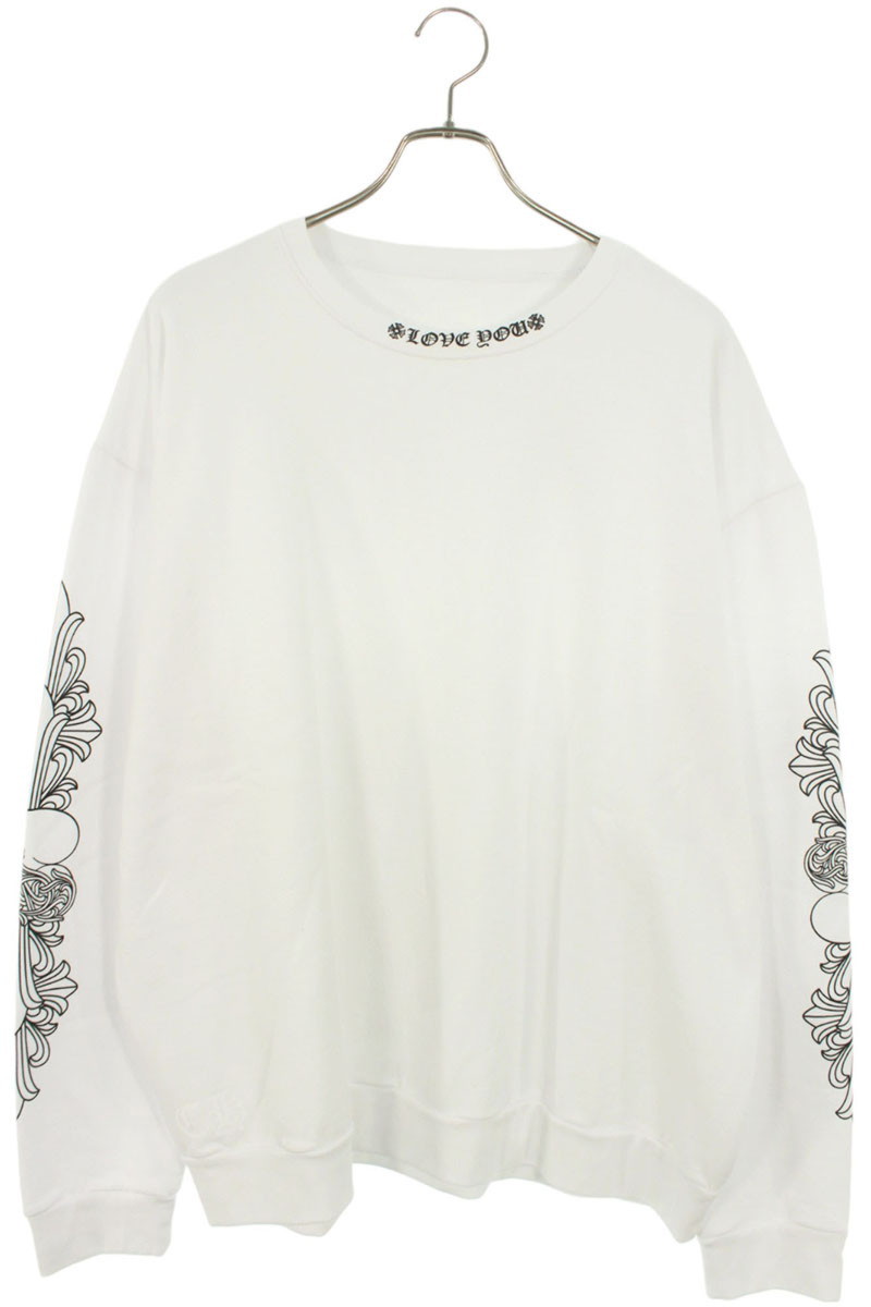 クロムハーツ Chrome Hearts 大きさ:XL  SWTSHRT PLVR 袖フローラルハートラブユースウェット(白いこと)【029052】【GZ11】【メンズ】【中古】bb205#rinkan*S