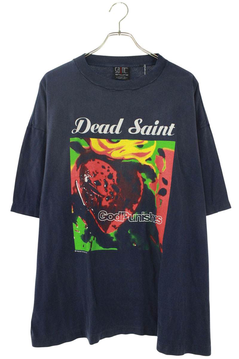 セントマイケル SAINT MICHAEL　 サイズ:XXL 25SS SM-YS1-0000-010 DEAD SAINTプリントTシャツ(ネイビー)【607052】【OM10】【メンズ】【中古】bb78#rinkan*S