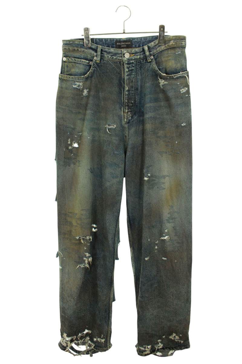 BALENCIAGA 23AW デストロイ加工 スーパーラージ バギーデニム BALENCIAGA(バレンシアガ) 23AWデストロイスーパーラージバギーデニム