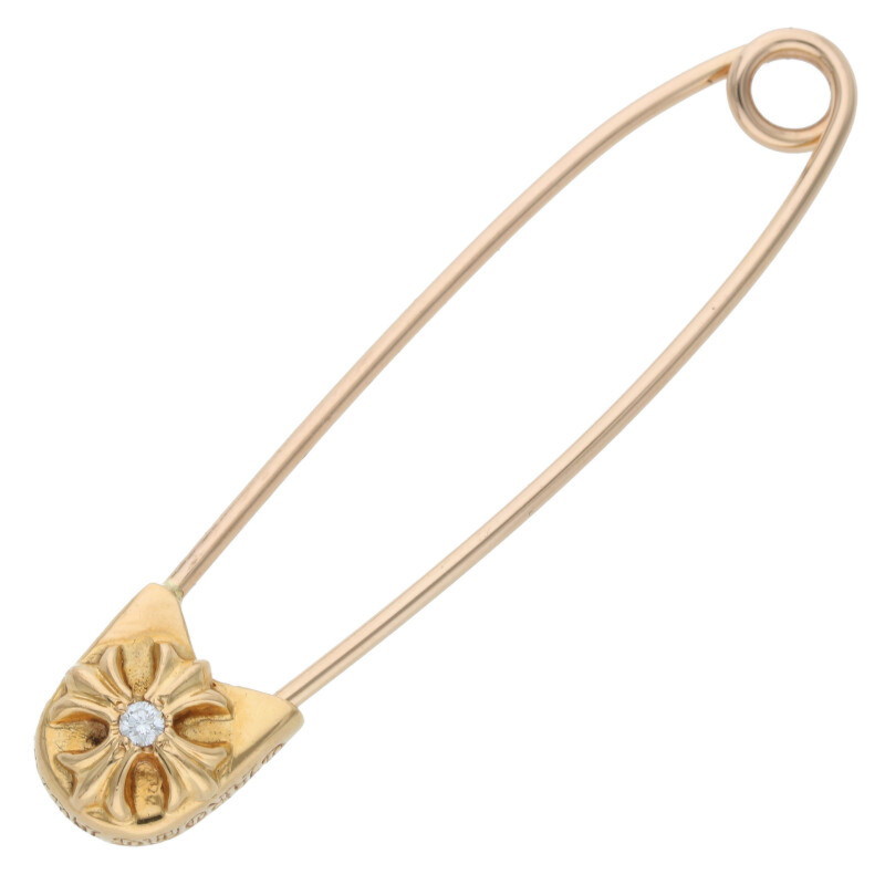 クロムハーツ Chrome Hearts   22K SAFETY PIN L 1DIA 22Kラージセーフティピン 1金剛石 ゴールド首飾りいの一番(黄色ゴールド×せつ然たる 6.89g)【519052】【聞き入れる15】【小物】【中古】bb17#rinkan*A
