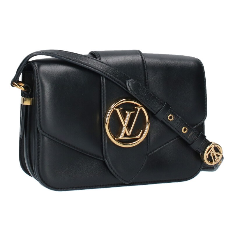 ルイヴィトン LOUISVUITTON　 M55948 PONT9 LVポンヌフ スムースレザー ノワールショルダーバッグ(ブラック×ゴールド)【607052】【SB01】【小物】【中古】bb30#rinkan*B