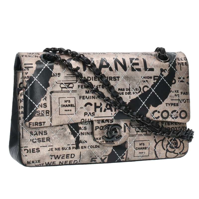 シャネル CHANEL　 ニュースペーパーマトラッセ Wフラップショルダーバッグ(ブラック&times;シルバー)【707052】【SB01】【小物】【中古】bb396#rinkan*A｜RINKAN 789,635円